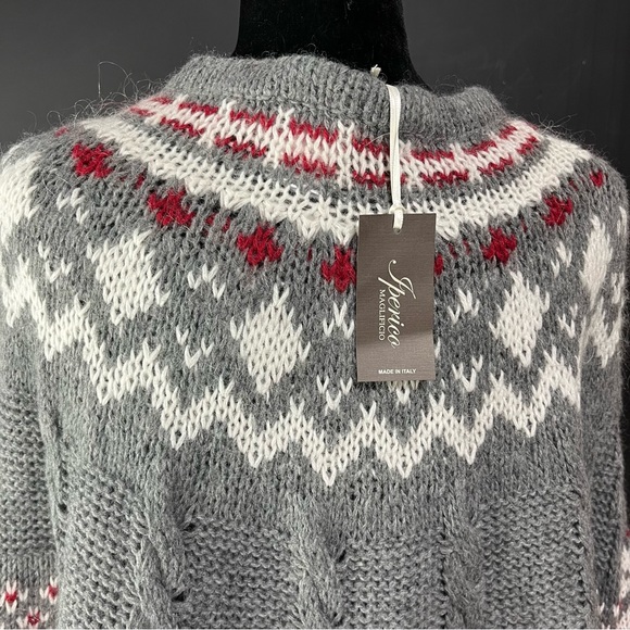 Jperico NWT Italian Wool Blend Shawl Shrug Sweater Pullover loose Knit Poncho - Picture 8 of 8